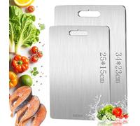 2PCS Titanium Cutting Board, Stainless Steel Chopping Board, Double-Sided Food Grade Cutting Board, Dishwasher Safe Ideal for Handling Meat and Vegetables,Easy to Clean
