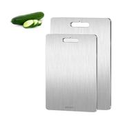 2PCS Titanium Cutting Boards, Stainless Steel Cutting Board, Titanium Chopping Board, Chopping Board Set for Outdoor Kitchen Camping Hiking (29x20cm, 34x23cm)