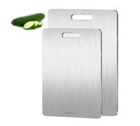 2PCS Titanium Cutting Boards, Stainless Steel Cutting Board, Titanium Chopping Board, Chopping Board Set for Outdoor Kitchen Camping Hiking (34x23cm, 39x28cm)