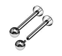 2PCS Titanium G23 Internally Labret Studs 16g 1.2mm 3mm Ball Marilyn Monroe Spiderbite Earrings Piercing Jewelry Pick Size, Titanium, no gemstone