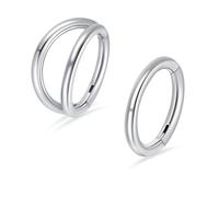 2Pcs Titanium Nose Rings Hoop 20G 18G 16G Double Hoop Nose Ring Diameter 6mm to 10mm Cartilage Helix Daith Rook Earring Hinged Septum Segment Ring Clicker Piercing Silver-Gold-Rose Gold-Black