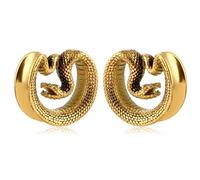 2PCS Titanium Steel Ear Tunnels Plugs 8-25mm, Serpentine Design Ear Gauges for Cartilage Stretching and Piercing Jewelry(Gold,12mm (1/2"))