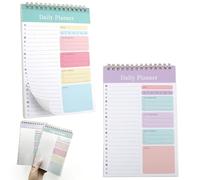 2pcs To Do List Pad A5 Daily Planner Notebook Checklist Things To Do Today Undated Spiral Notepad Daily Task List Pad for Work School Personal Organizer