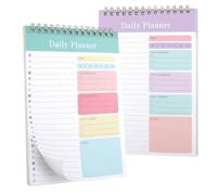 2pcs To Do List Pad, A5 Daily Planner Notepad, Checklist Things To Do Today, Coiled Undated Schedule Notebook, To Do Planner, Daily Task List Pad for Work Study Productivity(Purple, Green)