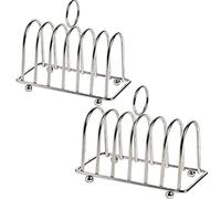 2PCS Toast Bread Holder, 6 Slice Stainless Steel Bread Rack,Toast Rack English Style with Ball Feet and Loop Carry Handle for Buffet Breakfast Lunch Dinner and Toast