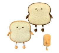 2Pcs Toast Bread Pillow, Small Cute Soft Stuffed Plush Toy, Funny Bread Shape Plush Pillow, Doll Toy Cartoon Throw Pillow, Cushion Bed Plush Toy Pillow Sofa Decoration for Children Adult(Golden+Brown)
