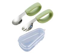 2pcs Toddler Friendly Spoon and Fork Set Stainless Steel Cutlery Flexible Easy to Clean Silicone Handle for Mealtime Travel Friendly Baby Utensils