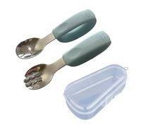 2pcs Toddler Friendly Spoon and Fork Set Stainless Steel Cutlery Flexible Easy to Clean Silicone Handle for Mealtime Stainless Steel Toddler Utensils