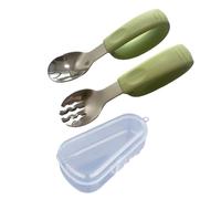 2pcs Toddler Friendly Spoon and Fork Set Stainless Steel Cutlery Flexible Easy to Clean Silicone Handle for Mealtime Stainless Steel Toddler Utensils