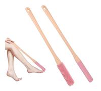2PCS Toe Gap Cleaning Brush, 15.7" Silicone Foot Scrubber with Long Handle for Foot Seniors, Elderly, Disabled (Pink)