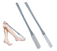 2PCS Toe Gap Cleaning Brush, Foot Scrubber for Shower, Shower Foot Scrubber with Long Handle, Foot Brush Toe by Toe Silicone Shower Scrubber, Shower Foot Bath Brush for Women, Men, Elderly (Grey)