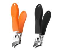 2Pcs Toe Nail Clippers for Thick Nails, Oblique Wide Mouth Splash-Proof Nail Cutter, Heavy Duty Sharp Nail Clippers Set for Men, Suitable for Elderly Men and Women (Orange and Black)
