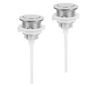 2pcs Toilet Flush Button Replacement, Single Push, Silver | ABS Plastic Build, Straight Top Press Mechanism, Universal Fit for Bathroom Tank Use, Modern Elegant Style