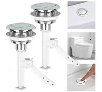 2PCS Toilet Flush Button,Round Head Toilet Cistern Push Button,38mm Single Flush Toilet Push Buttons,Flush Valve Replacement,Toilet Flush Replacement Kit,Replacement Accessories for Bathroom(Silver)
