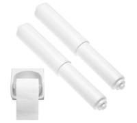 2Pcs Toilet Roll Holders，Toilet RollHolder White，Wall Toilet RollHolder，Plastic Toilet Roll Holder，Toilet Roll Holder Insert，Spring Loaded Bathroom Replacement Roller, Easy installation(2PCS WHITE)