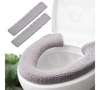 2pcs Toilet-seat Cover Warmer Cushion - Toilet seat Cover Pads Plush Warm Thick Bathroom Toilet Seat Warmer 2pcs smoky gray