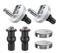 2PCS Toilet Seat Hinges Fixings - Universal Toilet Seat Fittings - Quick Release Design for Blind Holes - Extra Screws Nuts Bolts Included - Fits Most Lids (Silver)