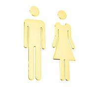 2PCS Toilet Sign, Self-Adhesive Toilet Signs For Door, Door Sign Suitable for Hotels, Offices, Homes, and Restaurants(Gold)