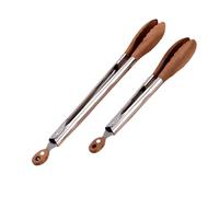 2PCS Tongs for Cooking, Stainless Steel Anti-Slip Kitchen Tongs with Wooden Tips, Anti-Scalding Cooking with Lock for BBQ, Steak, Kitchen Food and Salad