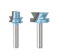 2pcs Tongue And Groove Edge Banding Router Bit Set, 12mm 1/2 Inch Shank Woodworking Groove Milling Cutters Cabinet Door Router Bit Set(2pc 8mm Shank)