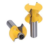 2Pcs Tongue and, Groove Router Bit 120° with Banding Tool Set 1 2in Shank Treatment & Grooving Bits Woodworking Chisel Cutter Woodw Milling