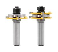 2pcs Tongue And Groove Set Router Bit Set,12mm Shank 1/2 Shank Joint Assemble Router Bits Tongue & Groove T-Slot Milling Cutter For Wood Woodwork Cutting Tools ( Cutting Edge Length : 12mm shank )