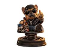 2PCS Too Old To Care Dashboard Bobblehead, Easy Placement & Stability, Funny Resin Nodding Head Dog Ornament, Tough Bulldog Bobble Head Figures for Car Dashboard