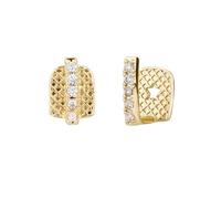 2Pcs Tooth Grillz Cubic Zirconia for Women Men Crystal Single Top and Buttom Pave CZ Bar Grillz Teeth Decoration Dainty Minimalist Hip Hop Punk Vampire Fangs Mouth Accessories Jewelry (Gold)