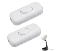 2Pcs Torpedo Switch White Double Pole Switching, 250V, 6Amp, Inline Switch Accepts 2 or 3 Core Round or Flat Wire No Need for Welding Inline Light Switch for Desk Lamp/Light/Bulb Switching