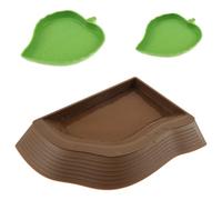2Pcs Tortoise Water Bowl Leaf Shape Reptile Food Water Bowls Tortoise Water Dish Tortoises Food Feeder Reptile Water Dish Reptile Bathing Pool Reptile Feeding Dish Feeding Plate (3PCS)