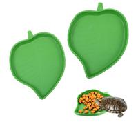 2PCS Tortoise Water Dish, Leaf Shape Reptile Water Dish Bowl, Turtle Feeder Plate, Pet Feeding Bowl for Tortoise Hermit Crab Snake Reptile Drinking and Eating