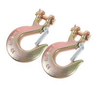 2pcs Tow Chain Hook with Safety Latch, 2 Ton Alloy Steel | Gold Finish, Double Set, Supports Synchronous Mounting, Outdoor Vehicle and Farm Tasks