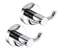 2PCS Towel Holder Hooks Stainless Steel Brass Chrome Double Door Hooks Heavy Duty for Bathroom Towel Kitchen Room