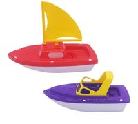 2Pcs Toy Boats, Funny Small Plastic Boat Bath Toy Lightweight Speedboat & Sailboat for Summer Beach Pool Backyard Games