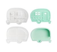 2Pcs Toy Bus Silicone Stand Molds for Epoxy Resin Holder Tealight Stand Bus Silicone Candlestick Molds Baby Toy Bus Mold