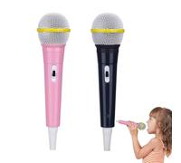 2PCS Toy Microphone, Fake Microphone, Microphone Prop, Prop Microphone Kids, Microphone Toy Prop, Pretend Microphone Simulated Microphone Kids Microphone Prop for Birthday Party Favors (Pink+Black)