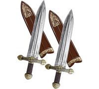 2pcs Toy Sword, Plastic Knight Roman Sword with Sheath for Medieval Warrior Costume Accessories Halloween Cosplay Props