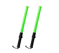 2Pcs Traffic Safety Wand Baton LED Light - Green | Battery Powered Baton With Flashing Mode | Road Warning Light for Traffic Control, Parking Areas (2Pcs Green)