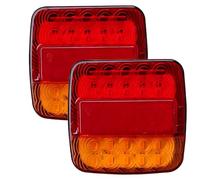 2Pcs Trailer Rear Lights, 12v Universal Vehicle Trailer Tail Light Multi Function LED Rear Tail Lamps Waterproof Square Stop Brake Indicator License Plate Lamps for Caravan Van Truck Lorry Tractor