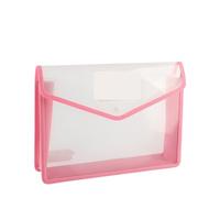 2Pcs Transparent A4 Waterproof File Folder with Press Button Plastic Document Bag for Schools and Offices(Pink)