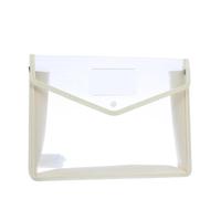 2Pcs Transparent A4 Waterproof File Folder with Press Button Plastic Document Bag for Schools and Offices(Beige)
