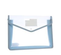 2Pcs Transparent A4 Waterproof File Folder with Press Button Plastic Document Bag for Schools and Offices(Sky Blue)