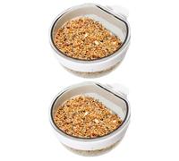 2pcs Transparent Cage Feeding Tray, Mini Pet Water Feeder, Hanging Bowl, D-shaped Food Plastic Cups for Parrots, Budgie, Cockatiel