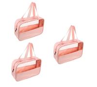 2pcs Transparent Cosmetic Bag Small Makeup Bag Portable Toiletry Bag Toiletry Carry Pouch Zipper Makeup Organizer Zippered Toiletry Bag Pink Lotion PVC Travel Container(Pinkx3pcs,30X21X10CMx3pcs)
