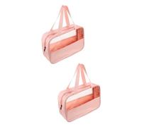 2pcs Transparent Cosmetic Bag Small Makeup Bag Portable Toiletry Bag Toiletry Carry Pouch Zipper Makeup Organizer Zippered Toiletry Bag Pink Lotion PVC Travel Container(Pinkx2pcs,30X21X10CMx2pcs)
