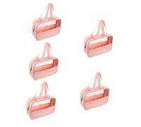 2pcs Transparent Cosmetic Bag Small Makeup Bag Portable Toiletry Bag Toiletry Carry Pouch Zipper Makeup Organizer Zippered Toiletry Bag Pink Lotion PVC Travel Container(Pinkx5pcs,30X21X10CMx5pcs)