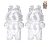 2pcs Transparent Figure Display Case,for Protective Blind Box Figures,Dustproof Anti-collision Display Case for Blind Box Figure,Portable Mini Figure Display Storage Bag with Keychain (Standing)