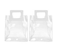 2pcs Transparent Gift Bags with Sturdy Bottom, Plastic Handbag for Birthday Christmas Valentine's Day, Clear Crease and Neat Folding Marks, Environmental Friendly Material, Include