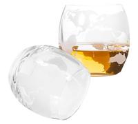 2Pcs Transparent Glass Cup Set with World Map Print Ideal for Home Bars Weddings and Gifts