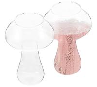 2Pcs Transparent Mushroom Shaped Cocktail Glasses with Smooth Lip and Thickened Base for Bars, Parties, Restaurants, Cafes, and Home Use